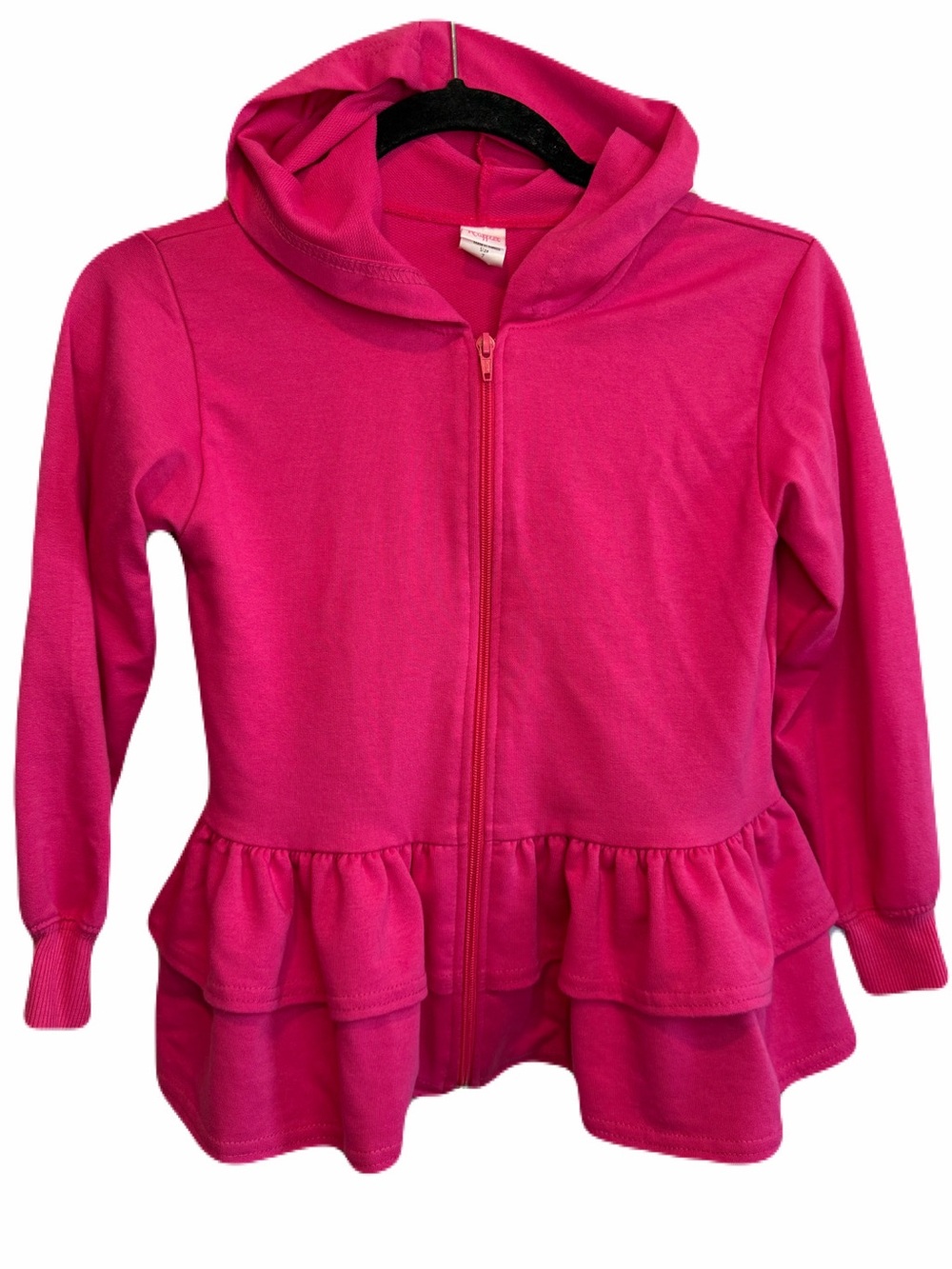 RicRac & Ruffles Girls Ruffle Pink Zip Up Jacket Sweater size 7